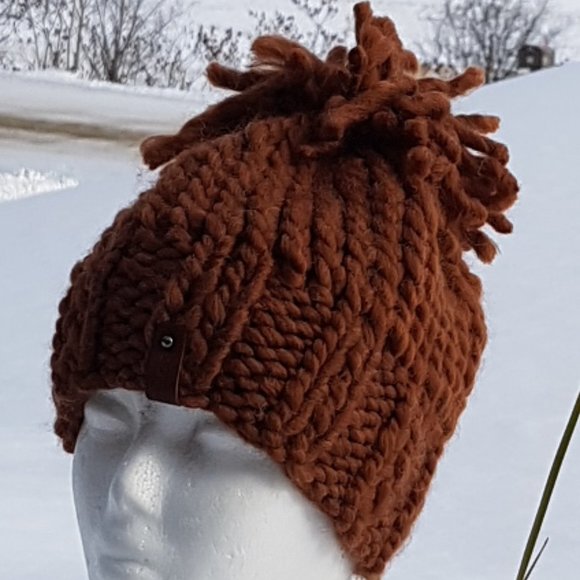 Wool winter set, cinamon cooper, sweater and matching hat, hand knitted - Picture 3 of 11